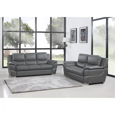 JetBrains Sofa Set In Grey Color Leatherette by E-furniture
