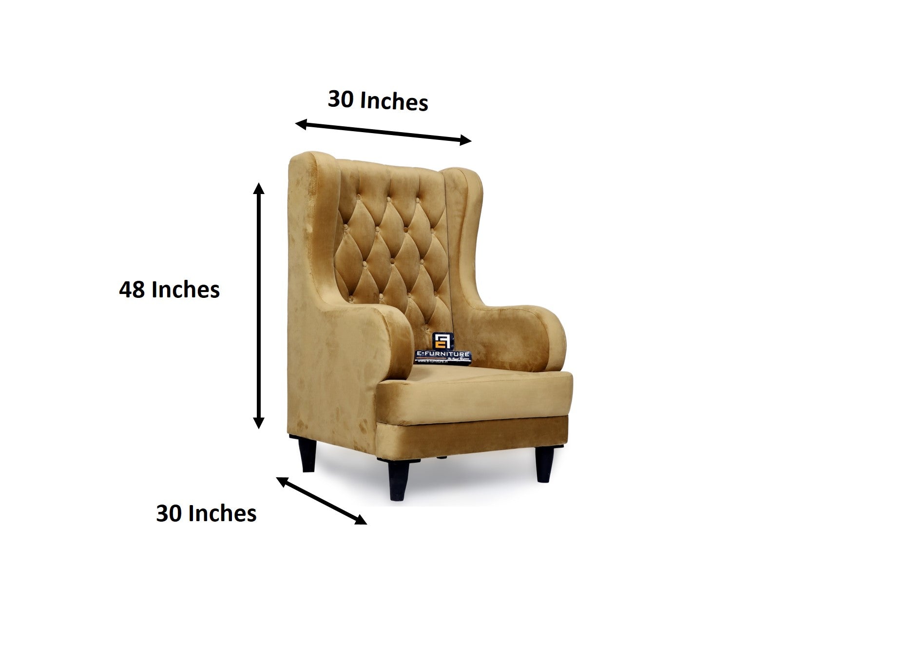 E-Furniture | Aurelia Majestic Upholstered Wing Chair, Golden Yellow