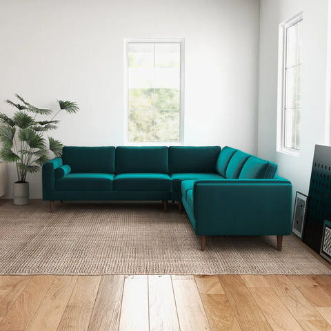 Power point  Sectional Sofa Set in Peacock Blue Color by E-furniture
