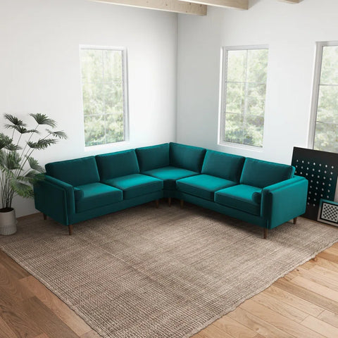 Power point  Sectional Sofa Set in Peacock Blue Color by E-furniture