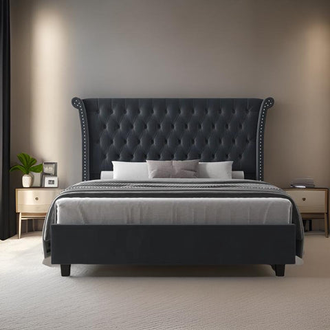 Opulent Velvet Queen Bed: Luxury and Comfort