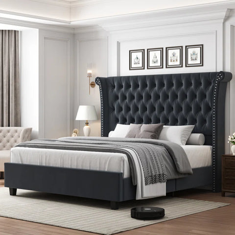 Opulent Velvet King Bed: Luxury and Comfort