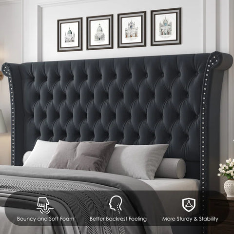 Opulent Velvet Queen Bed: Luxury and Comfort