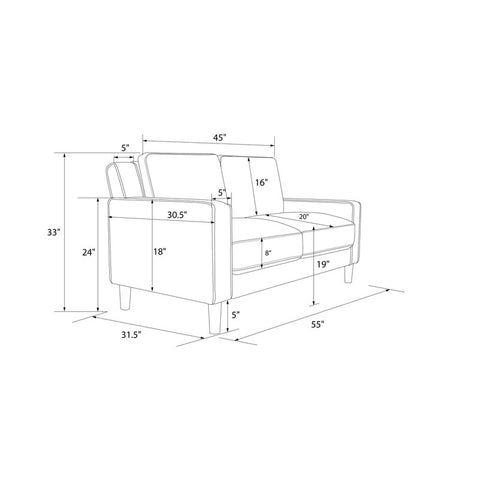 E-Furniture Albuquerque Couch | 2 Seater Couch In Blue Colour - E-FURNITURE