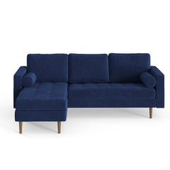 E-FURNITURE Ruth Sectional sofa with Lounger Velvet Finish In Multi Colour - E-FURNITURE