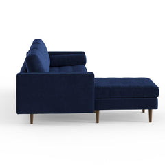 E-FURNITURE Ruth Sectional sofa with Lounger Velvet Finish In Multi Colour - E-FURNITURE