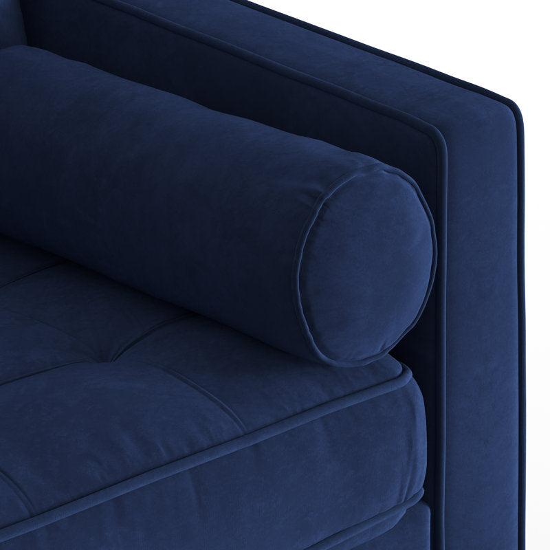 E-FURNITURE Ruth Sectional sofa with Lounger Velvet Finish In Multi Colour - E-FURNITURE