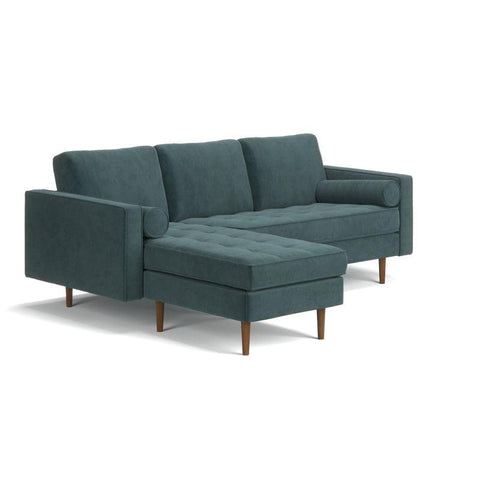 E-FURNITURE Ruth Sectional sofa with Lounger Velvet Finish In Multi Colour - E-FURNITURE