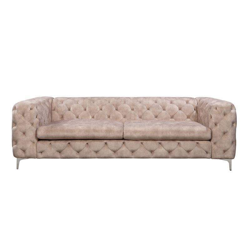 E-Furniture | Classic Chesterfield Sofa, Platinum Grey