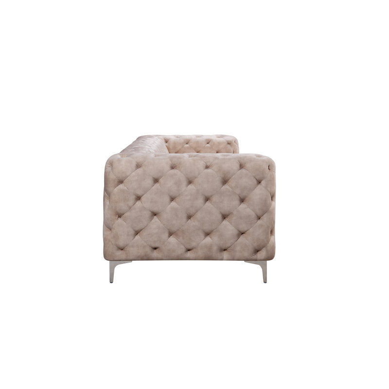 E-Furniture | Classic Chesterfield Sofa, Platinum Grey