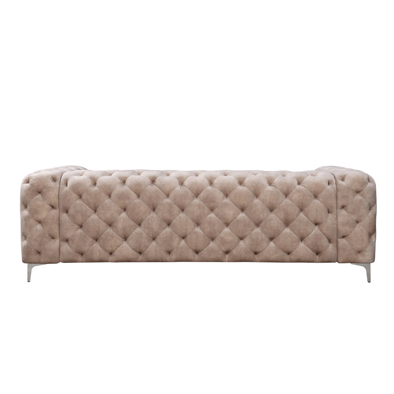 E-Furniture | Classic Chesterfield Sofa, Platinum Grey