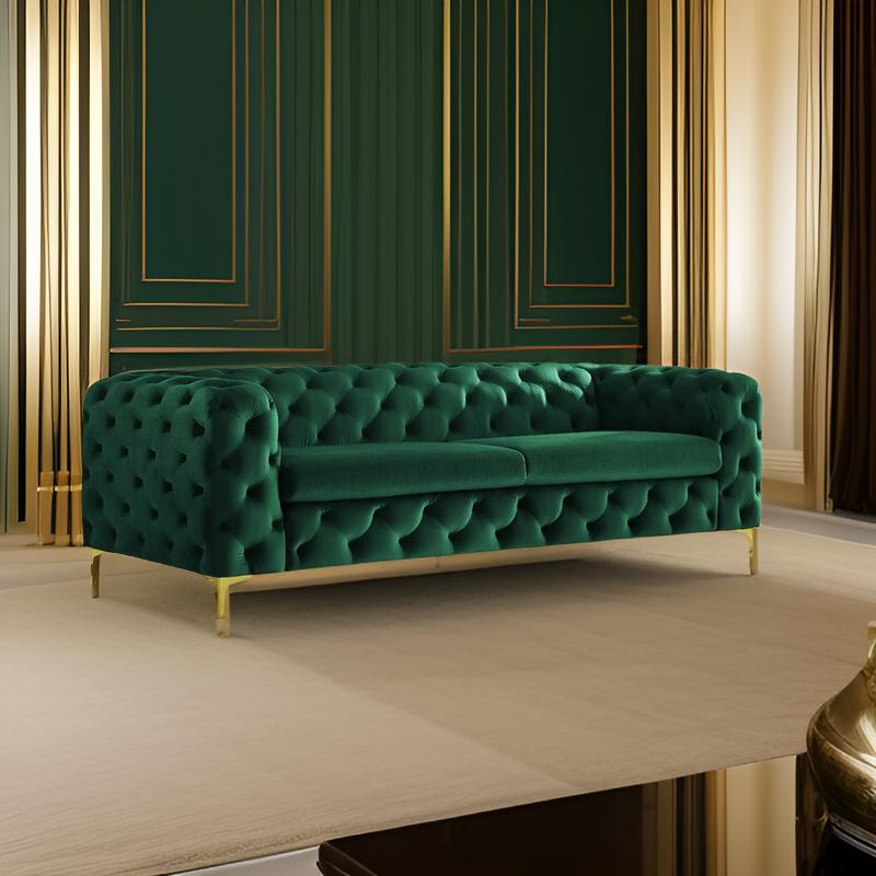 E-Furniture | Verdant Charm Chesterfield Sofa, Forest Gleam