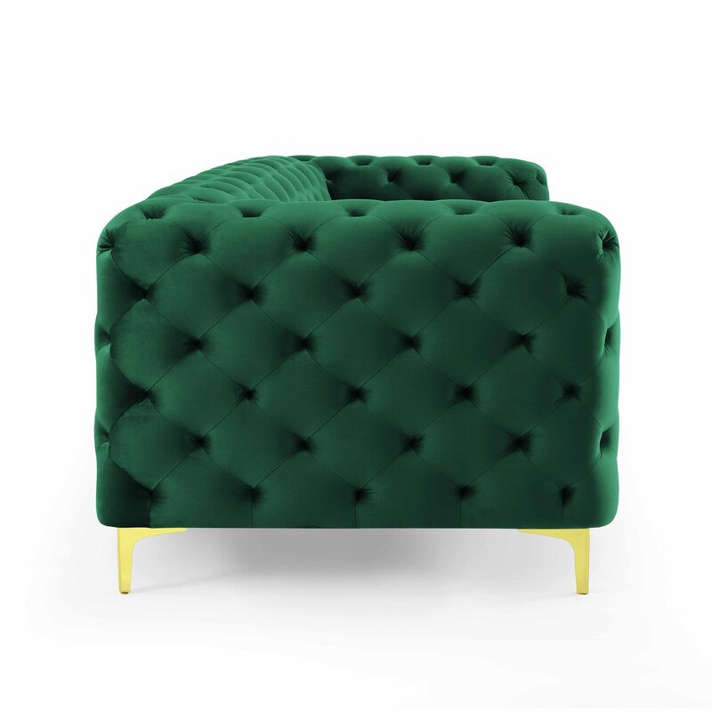 E-Furniture | Verdant Charm Chesterfield Sofa, Forest Gleam