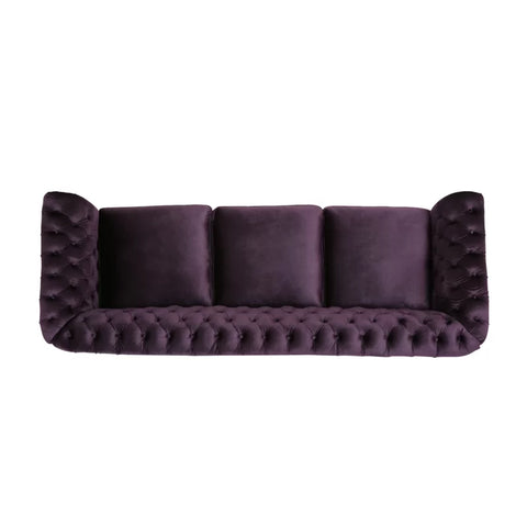 Softek Sofa Couch In Purple Dark Color by E-furniture
