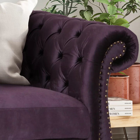 Softek Sofa Couch In Purple Dark Color by E-furniture
