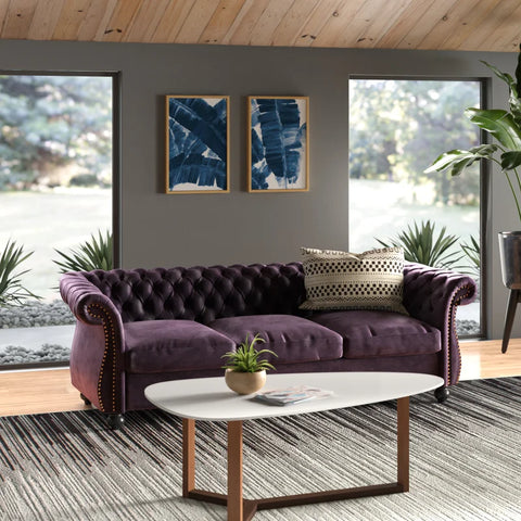 Softek Sofa Couch In Purple Dark Color by E-furniture