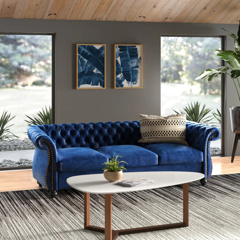 Softek Sofa Couch In Blue Color by E-furniture