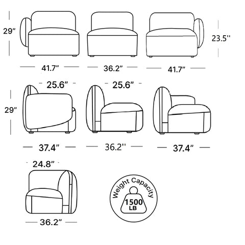 Photoshop Sectional Sofa Set in Light Grey Color by E-furniture