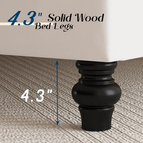 Jocisland Upholstered King Size Bed Frame with Sleigh Headboard and Button Tufting