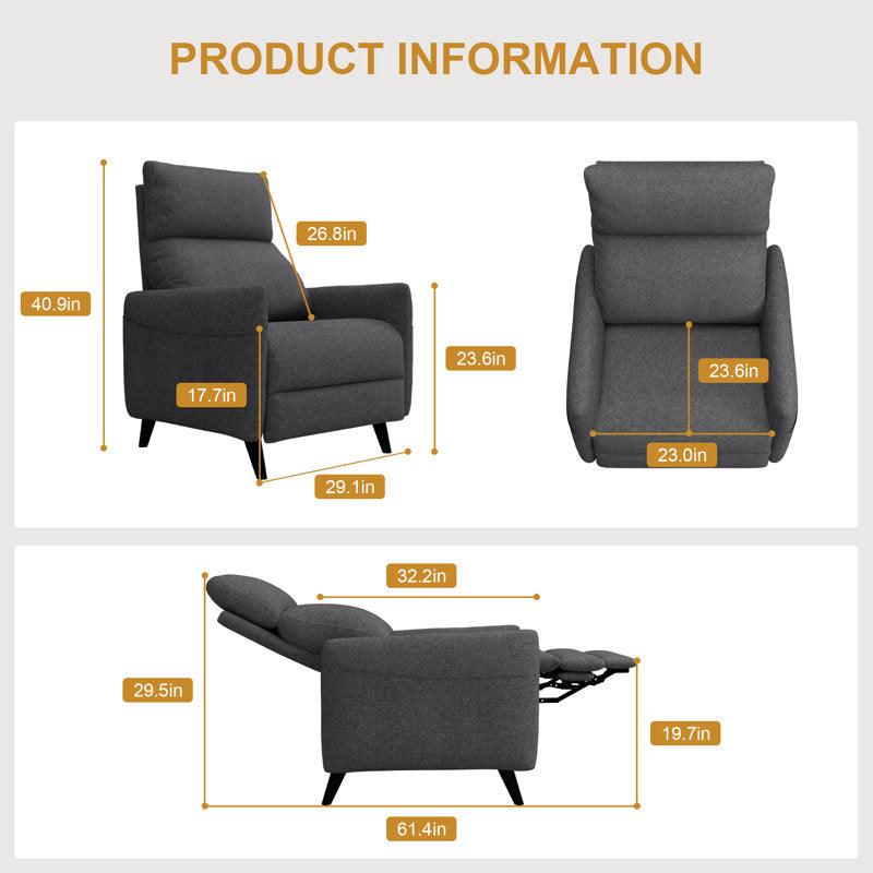 E Furniture Colorado Single Seat motorised Recliner In Grey color - E-FURNITURE