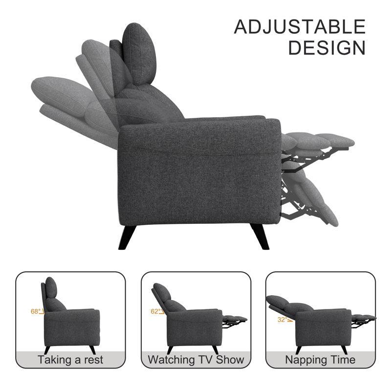 E Furniture Colorado Single Seat motorised Recliner In Grey color - E-FURNITURE