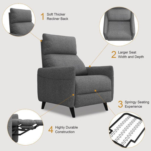 E Furniture Colorado Single Seat motorised Recliner In Grey color - E-FURNITURE