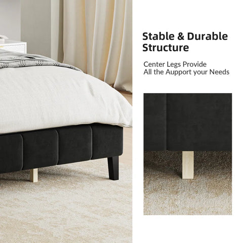 E-Furniture Sukoi King Size Non Storage Upholstered Bed In Black Color