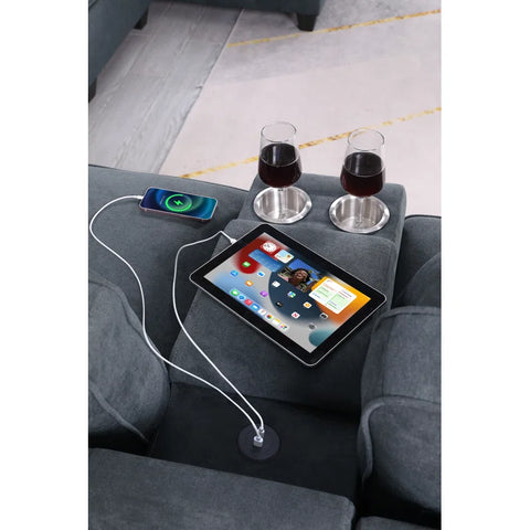 Python Chesterfield  Sectional Sofa Set in Grey Color by E-furniture