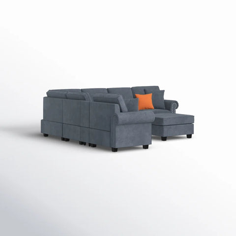Python Chesterfield  Sectional Sofa Set in Grey Color by E-furniture