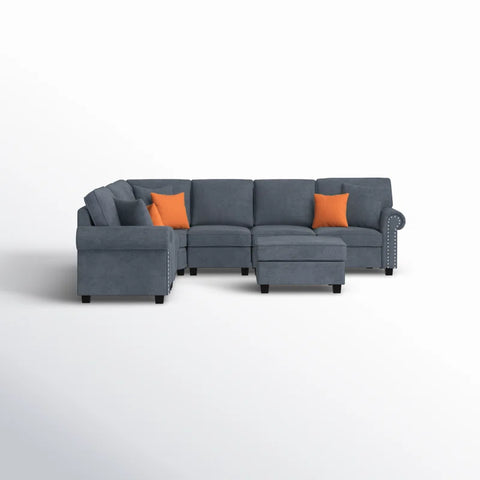 Python Chesterfield  Sectional Sofa Set in Grey Color by E-furniture