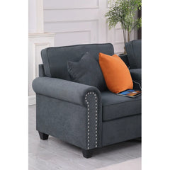 Python Chesterfield  Sectional Sofa Set in Grey Color by E-furniture