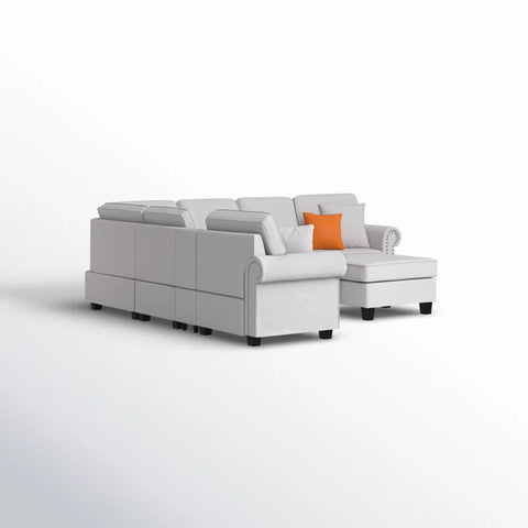 Python Chesterfield  Sectional Sofa Set in Cream Color by E-furniture