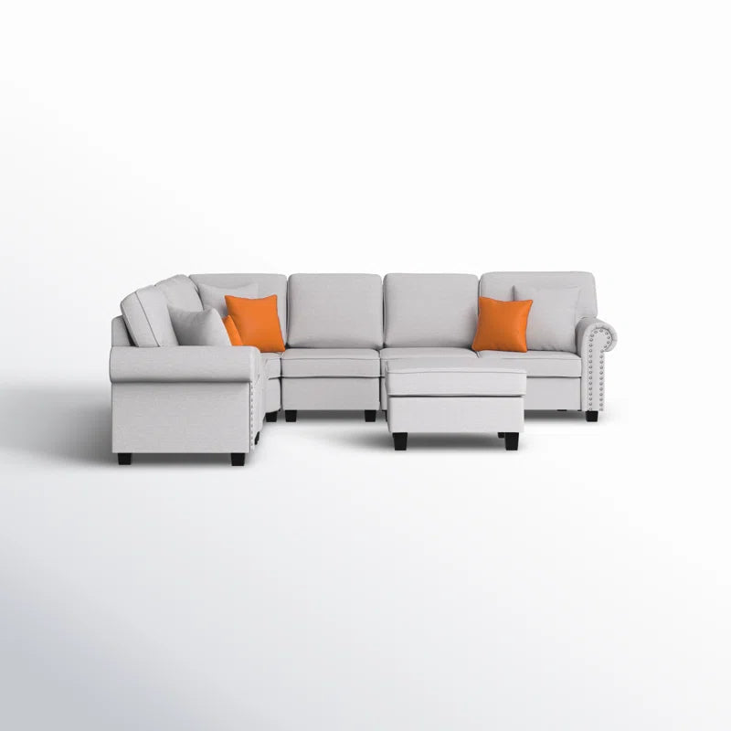 Python Chesterfield  Sectional Sofa Set in Cream Color by E-furniture