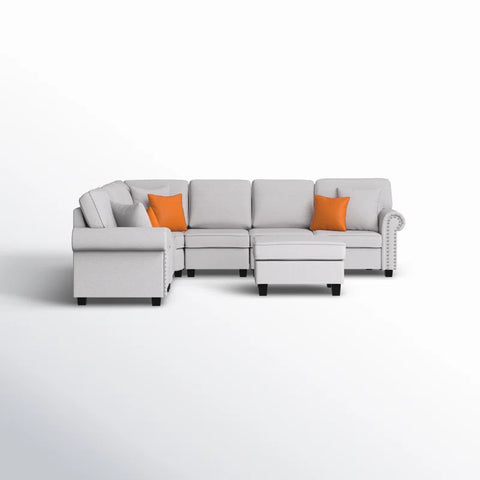 Python Chesterfield  Sectional Sofa Set in Cream Color by E-furniture