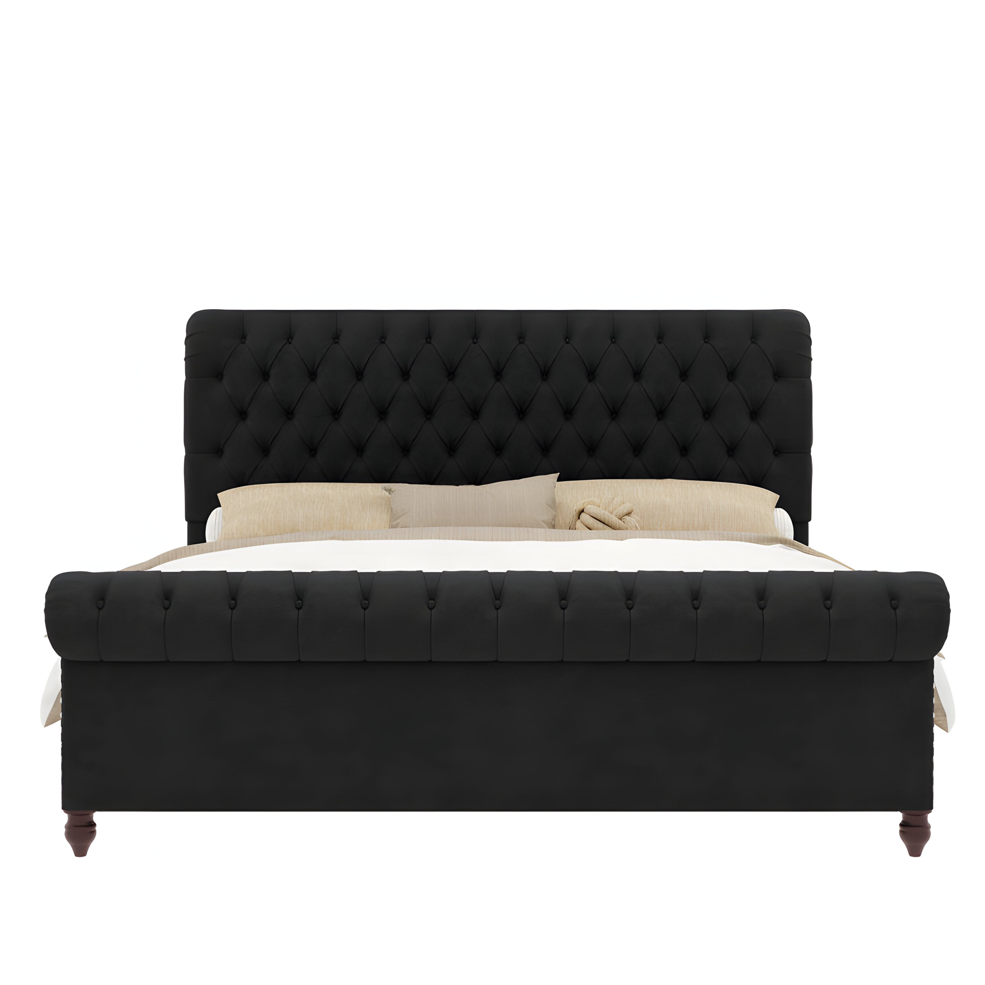 E-Furniture RegalRest Queen Size Non Storage Upholstered Bed In Dark Grey Color