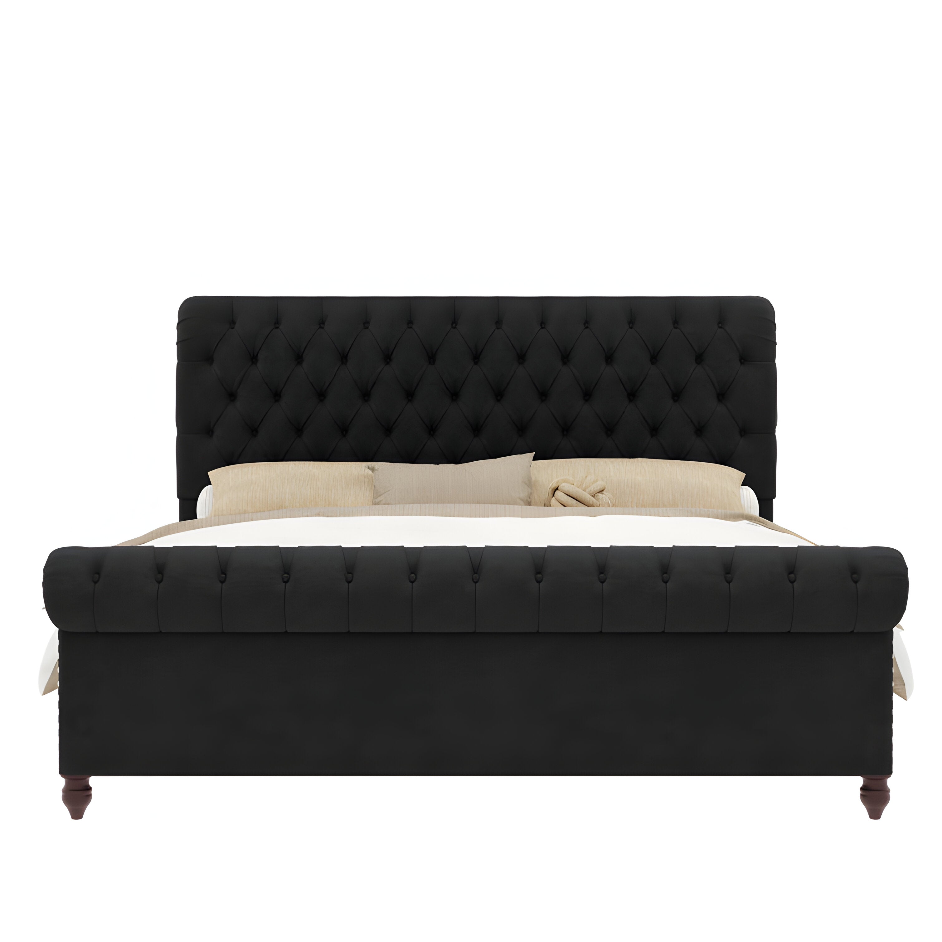 E-Furniture RegalRest Queen Size Non Storage Upholstered Bed In Dark Grey Color