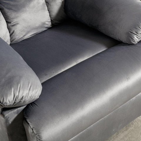 E-Furniture Aquino single seat recliner manual in grey colour velvet fabric - E-FURNITURE