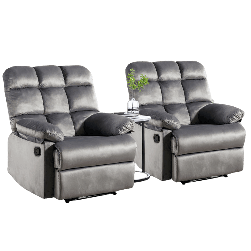 E-Furniture Aquino single seat recliner manual in grey colour velvet fabric - E-FURNITURE