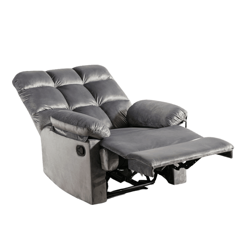 E-Furniture Aquino single seat recliner manual in grey colour velvet fabric - E-FURNITURE