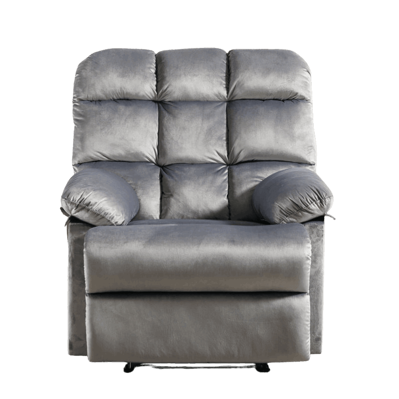 E-Furniture Aquino single seat recliner manual in grey colour velvet fabric - E-FURNITURE