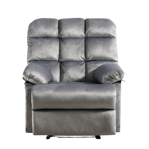 E-Furniture Aquino single seat recliner manual in grey colour velvet fabric - E-FURNITURE