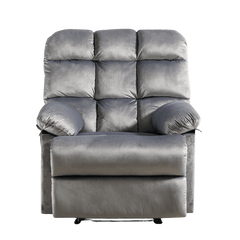 E-Furniture Aquino single seat recliner manual in grey colour velvet fabric - E-FURNITURE