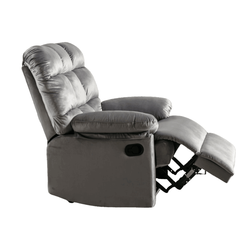 E-Furniture Aquino single seat recliner manual in grey colour velvet fabric - E-FURNITURE