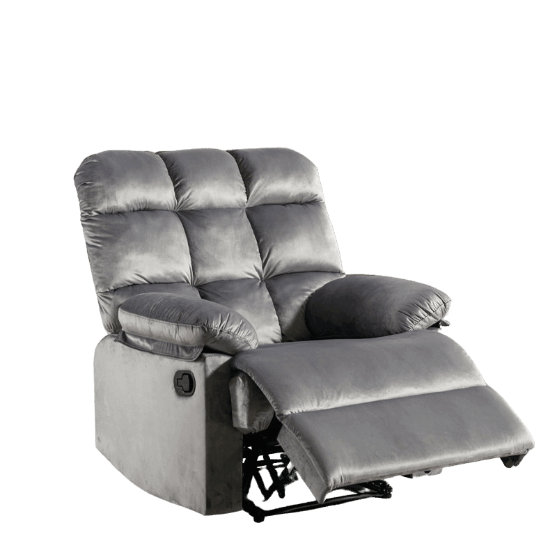 E-Furniture Aquino single seat recliner manual in grey colour velvet fabric - E-FURNITURE