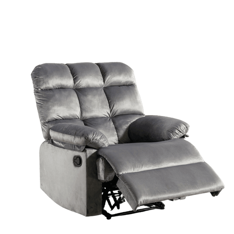 E-Furniture Aquino single seat recliner manual in grey colour velvet fabric - E-FURNITURE