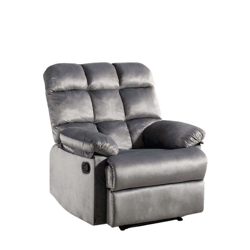 E-Furniture Aquino single seat recliner manual in grey colour velvet fabric - E-FURNITURE