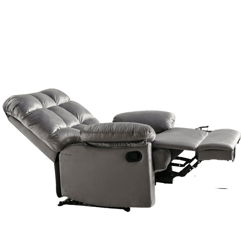 E-Furniture Aquino single seat recliner manual in grey colour velvet fabric - E-FURNITURE