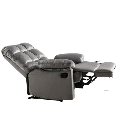 E-Furniture Aquino single seat recliner manual in grey colour velvet fabric - E-FURNITURE
