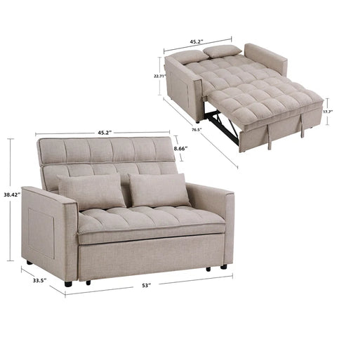E-Furniture Apache Spark Sofa Cum Bed | Sofa Cum Bed In Cream Color