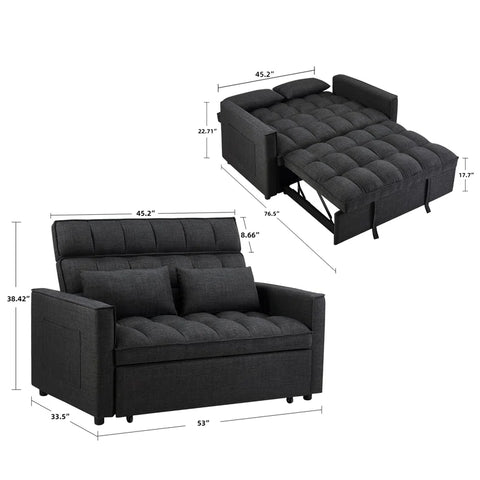 E-Furniture Apache Spark Sofa Cum Bed | Sofa Cum Bed In Grey  Color